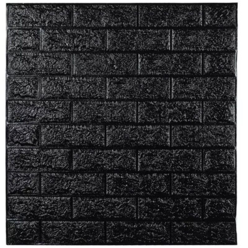 [COD] Wallpaper Bata sticker 3D Foam 3mm Warna Warni / Wallpaper sticker brick 3D Foam rekat anti air-Hitam