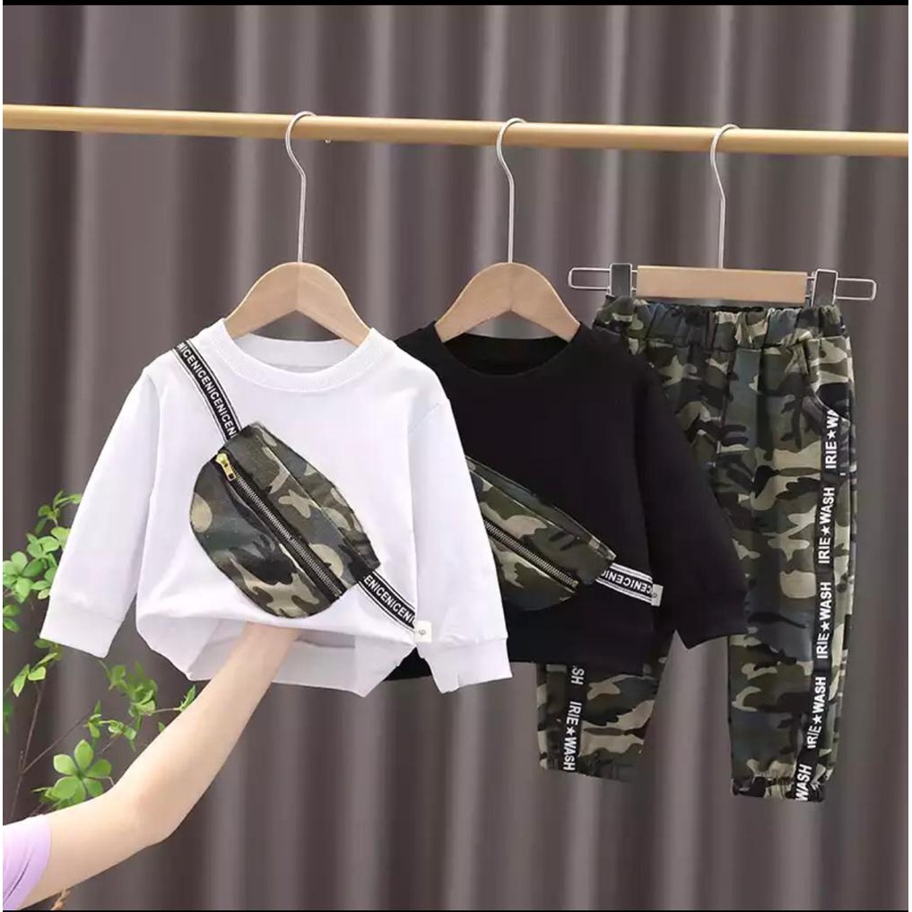 COD/PAKAIAN ANAK LAKI-LAKI/SETELAN TAS ARMY LENGAN PANJANG 1-5 TAHUN