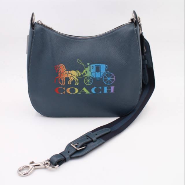 Coach jess hobo denim multi leather full
