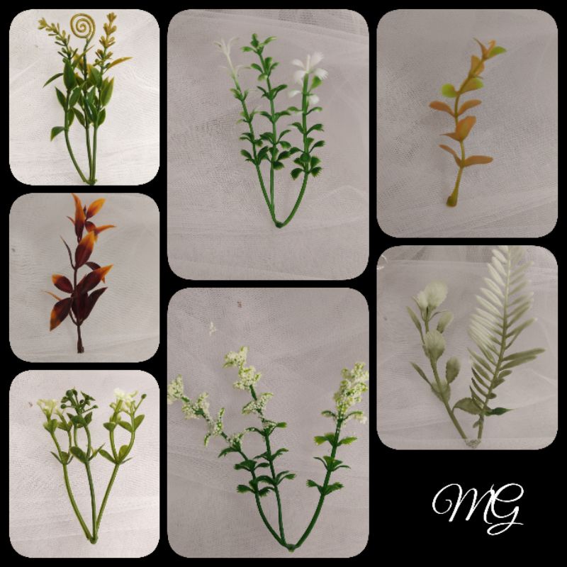 Rumput Daun Artificial Hiasan mahar Hantaran pernikahanRumput Bunga Mini tanaman palsu aquascape bunga plastik