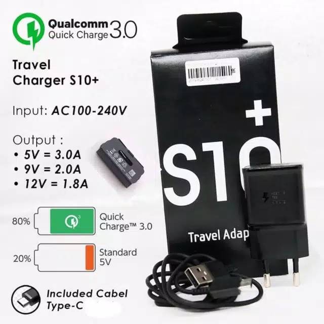 TC Original 100% Travel Charger SAMSUNG S10+ PLUS Type C Quick Charging 3.0A