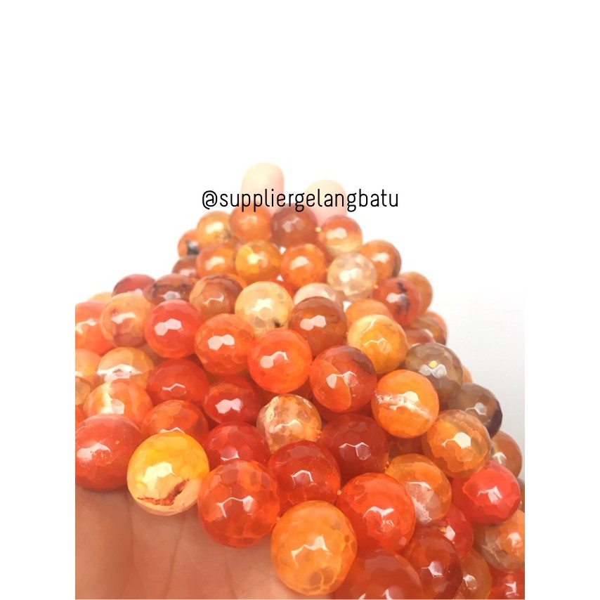 Batu Carnelian serat orange 14mm CUTTING natural oren bahan alam craft trending pria wanita kekinian