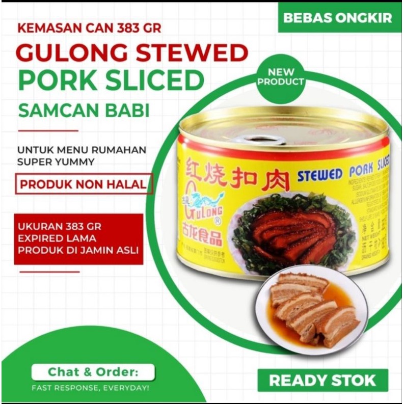 

GULONG Stewed Pork Sliced Samcan 383gr Exp 2027 BARU/ Daging Samcan/ Babi Kaleng Besar NON HALAL