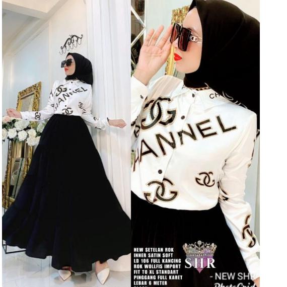 HOT SALE COD NEW READY SET ROK & SET KULOT BAHAN SATIN MIX WOLFIS IMPORT LD 106-108  ORI BY SHR 100%