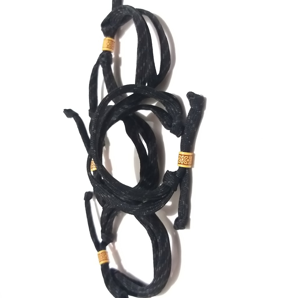 Gelang Tali Sepatu BERCORAK Pria dan Wanita Bahan Kain - Hitam Putih