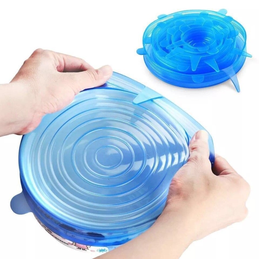 Penutup Makanan Silikon 6 In 1 Elastis Food Cover Silicone Mangkok Gelas Reusable Murah