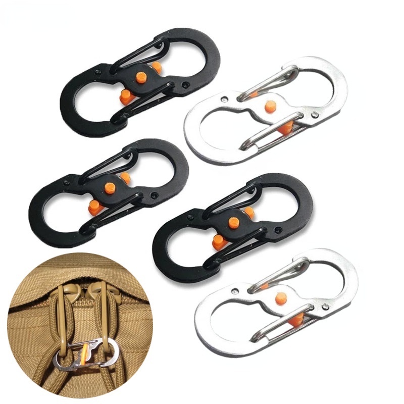 Gantungan Kunci Carabiner Bentuk S Bahan Aluminum Alloy Tahan Lama Anti Maling Untuk Outdoor / Camping