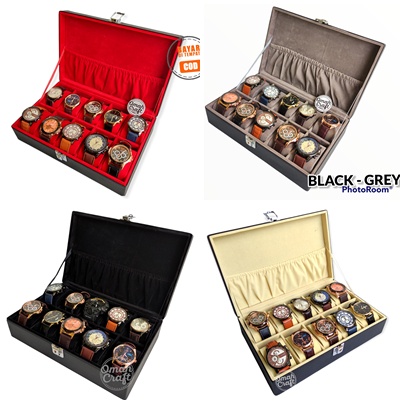 PROMO TERMURAH - Box Jam Tangan isi 10 JUMBO KUNCI / Kotak Tempat Tangan / Watch Box Case