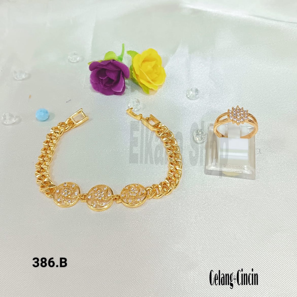 SET GELANG PLAT 3 LINGKAR KINCIR BERKELAS PERHIASAN ANTI KARAT&amp;ANTI LUNTUR