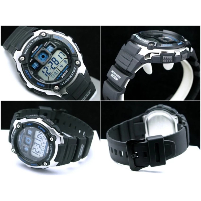 Casio Original AE-2000W / AE2000W-1A /1B Jam Tangan Pria - Digital - Karet - Silver Hitam