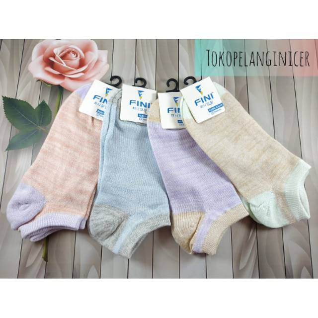 MURAH!! Kaos Kaki Pendek Motif Korea Warna Polos Wanita Tokopelanginicer