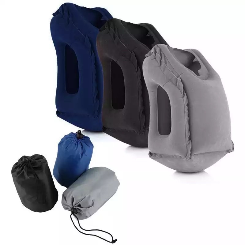 Inflatable Air Cushion Neck Support Pillow Travel Camping Nap - Bantal