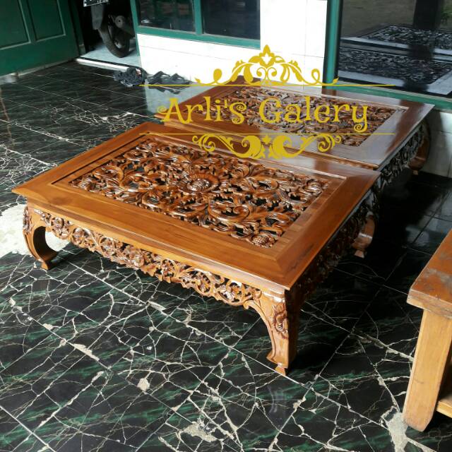 Meja lesehan ketapang ukuran 80*120 kayu jati furniture jepara