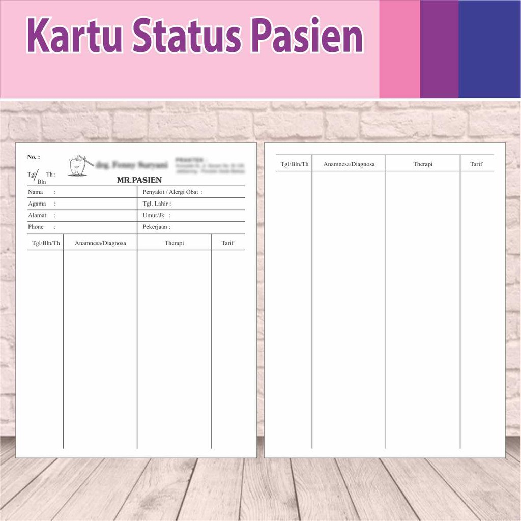 Kartu Status Pasien MR Pasien Kartu Berobat Ukuran F5 b Kartu Status Pasien MR Pasien Kartu Berobat Ukuran F5 b