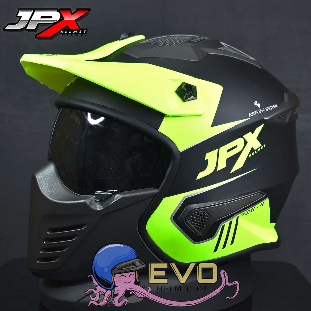 HELM JPX MOTOCROSS_JPX MX 726R - BLACK DOFF / YELLOW (ONGKIR 2 KG)