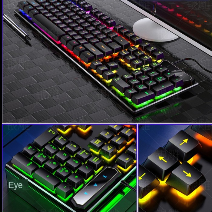 Triple W Keyboard Gaming Mechanical Wired LED RGB Light Panel Komputer