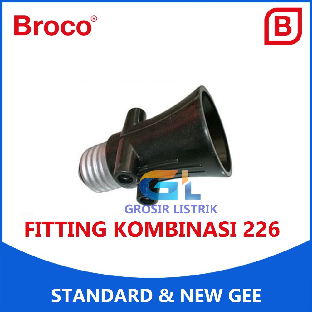 Broco Fitting Kombinasi Hitam 226 Combination Lamp Holder E27 Original Grosir Promo Murah Asli