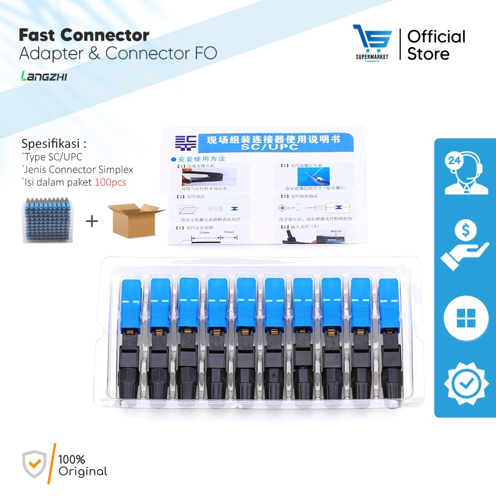 Jual Fast Connector Sc Upc Adapter Sc Upc Conector Fiber Optik Ftth Fast Conector Dropcore