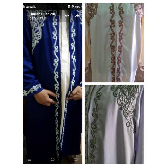 Jubah luar luaran habaib ustad ulama imam benang emas perak bordir