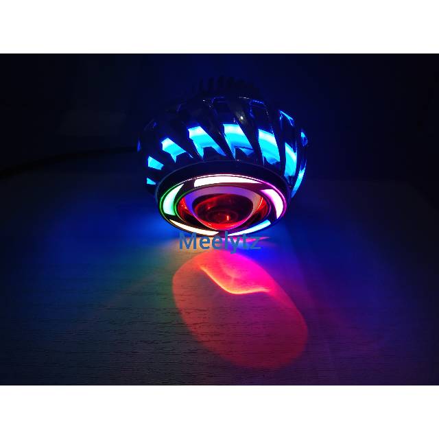 Lampu utama projie LED rainbow proji logo rainbow model spiral 3 mode running flash dan standbyo