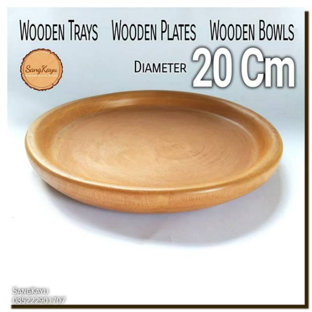 Wooden plate 20 Cm Piring kayu Wooden tray / bowl nampan mangkok saji