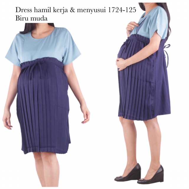 Bajuhamil Baju Hamil Dress Hamil Menyusui Kerja Cantik Oh 1724 Shopee Indonesia