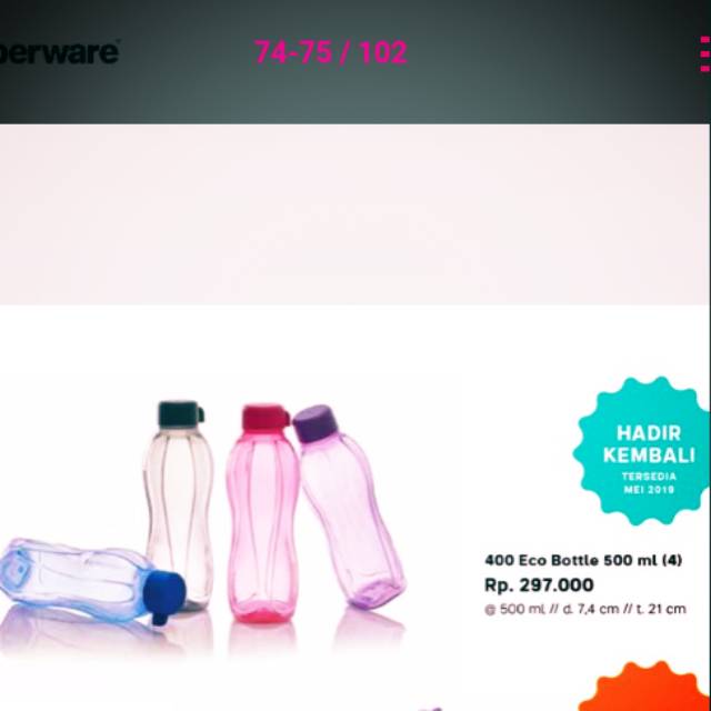 Eco bottle 500ml Tupperware