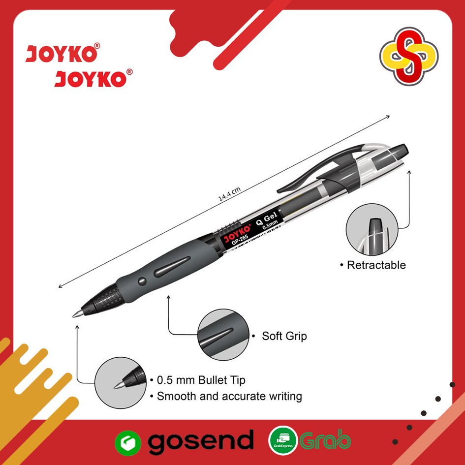 Pulpen / Gel Pen Joyko GP-265 Q Gel 0.5 mm - Hitam