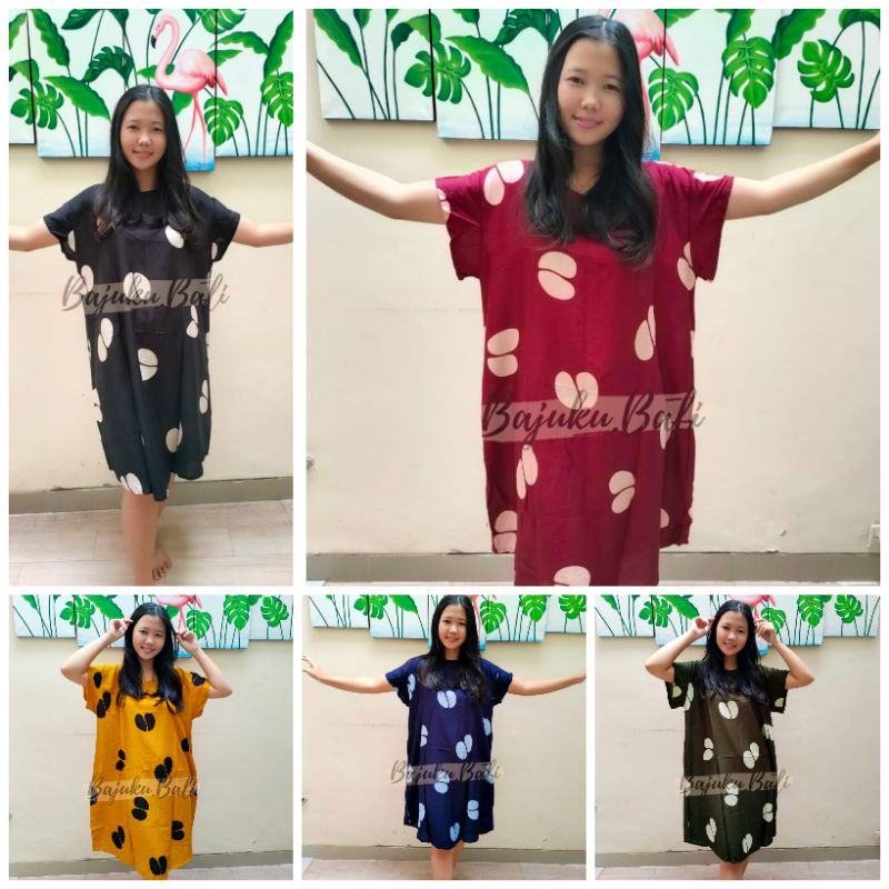 XXL JUMBO BAJU TIDUR WANITA TERUSAN DASTER DRESS BALI MOTIF KOPI BALI