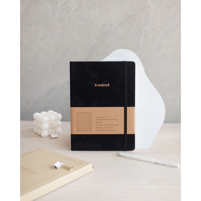 

Mason Suede Charcoal Black Notebook / Diary / Journal / Custom Agenda / Buku Tulis / Notepad Letterist