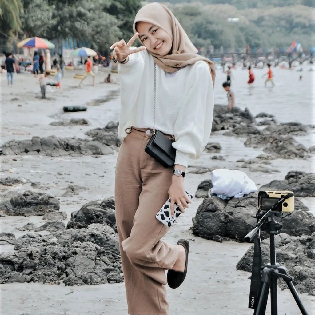 One Set Wanita / Baju Wanita / Pashmina + Batwing rajut + Kulot Haighwaist / Setelan Wanita / Setela