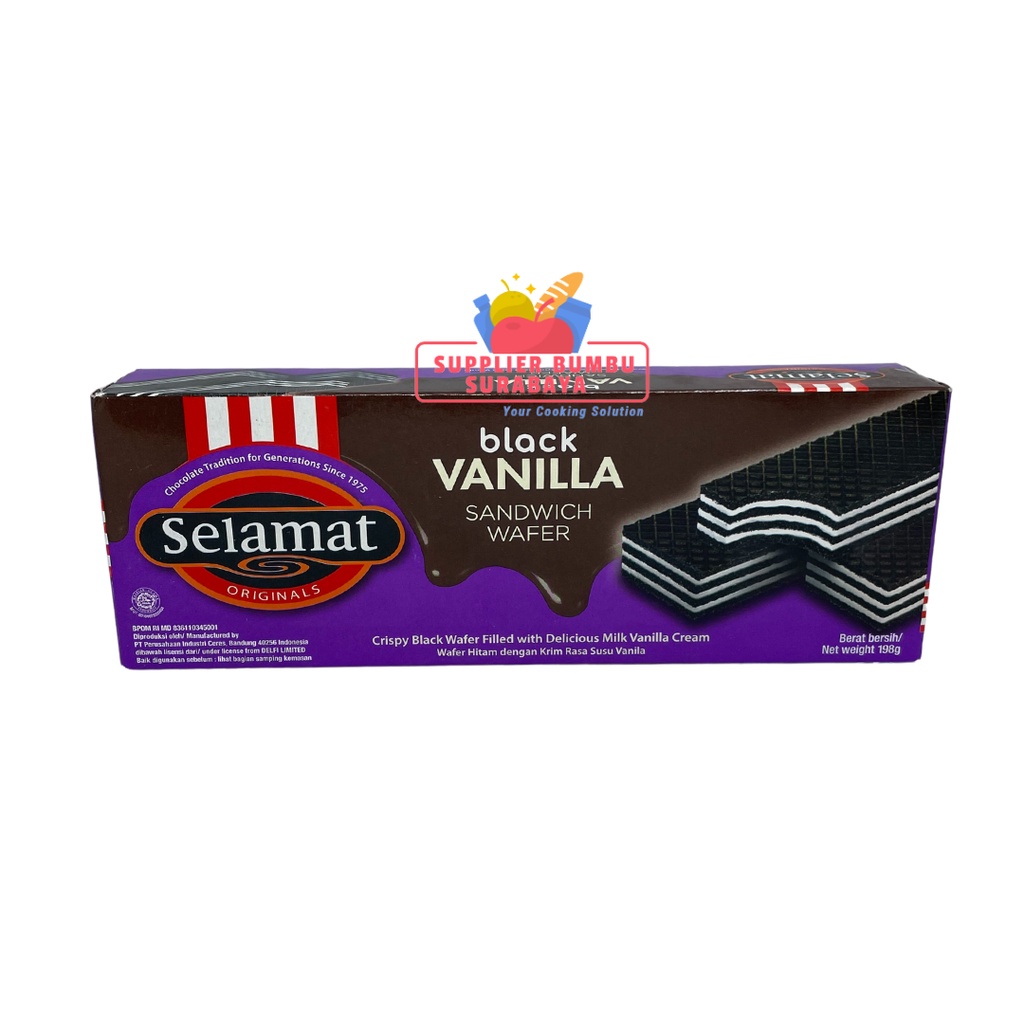 Selamat Wafer Coklat Chocolate Sandwich Black Vanilla 145g