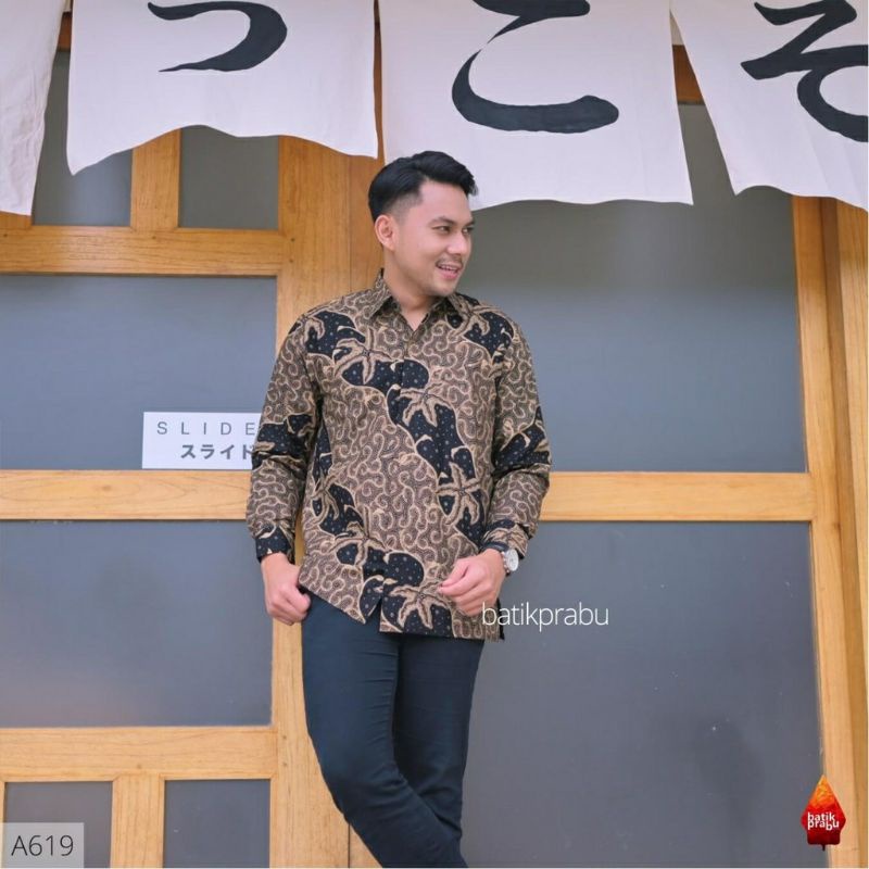 Batik kemeja pria lengan pendek&amp;panjang lapis furing bahan katun halus baturaden reguler BL01