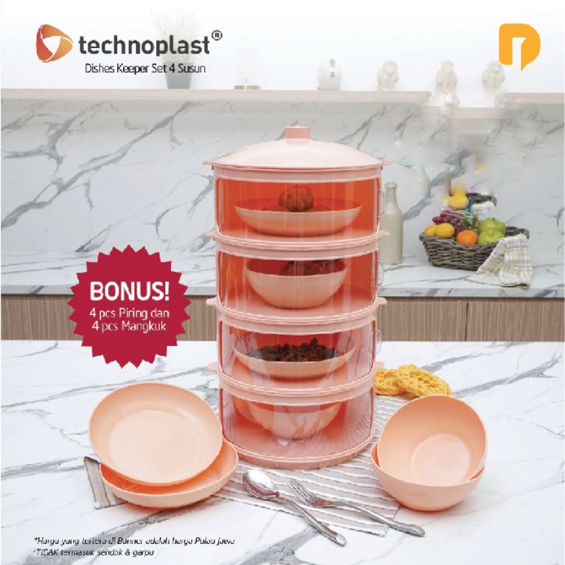 Tudung Saji Technoplast Dishes Keeper Set 4 Susun