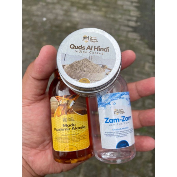 

Zam Zam 100ml Qhustul Al Hindi 20gram Madu Khasmir 100gram