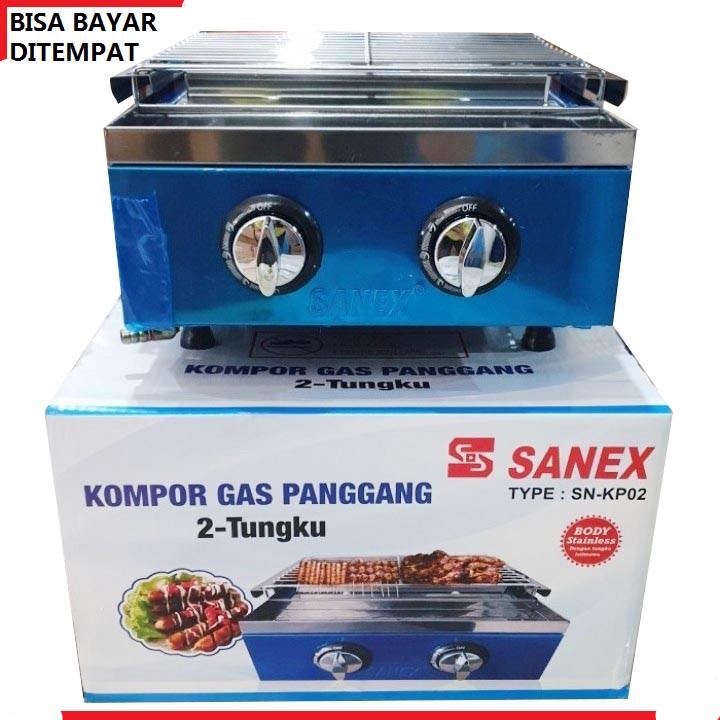 Kompor Panggangan Sosis sanex Kompor 2 Tungku BBQ Grill Gas SN-KP02 terbaru