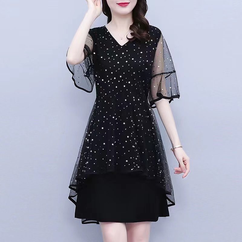 Baru dress bunga / New Floral Lengan Pendek Gaun Panjang/Dress korea