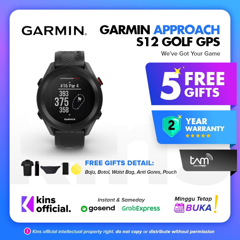 Garmin Approach S12 Golf GPS Smartwatch - Garansi Resmi TAM 2 Tahun