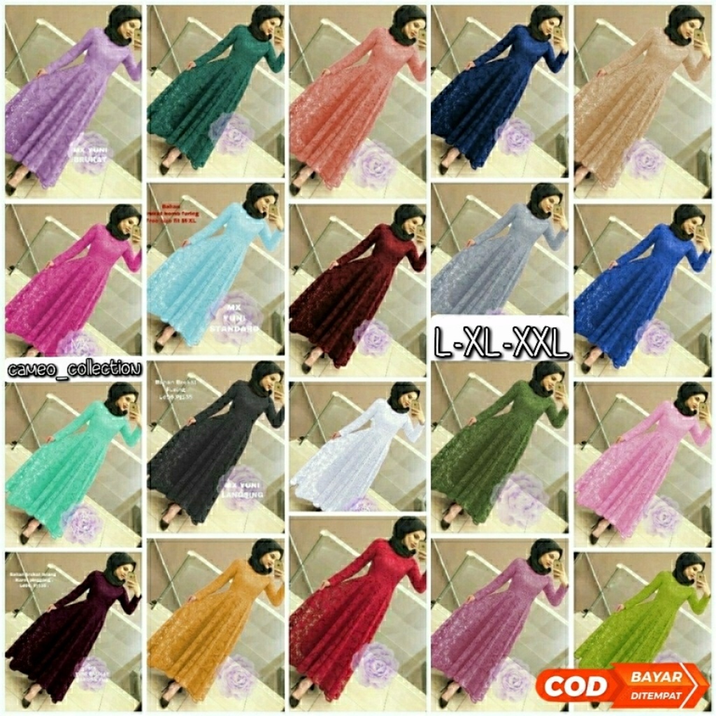 ( COD ) MAXI YUNI GAMIS BRUKAT GLITTER JUMBO GAMIS MAYUNG SERAGAM UNDANGAN PERNIKAHAN BRIDESMAID MEW