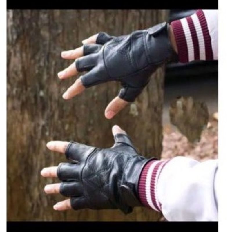 Prabu Acc Sepasang Sarung Tangan Motor Kulit Gibas Setengah Jari-1