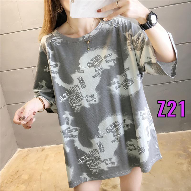 Oversize Tee   / Tshirt Wanita   Model Longgar Motif Abstrak Z021