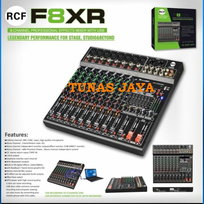 MIXER RCF F8XR MIXER 8 CHANNEL USB BLUETOOTH RECORDING PC F8XR
