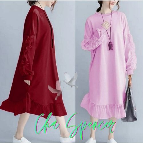 Baju Dress Lengan Balon Wanita Remaja Modern Termurah Trend Kekinian Terbaru 2021 Dres Bahan Babyter