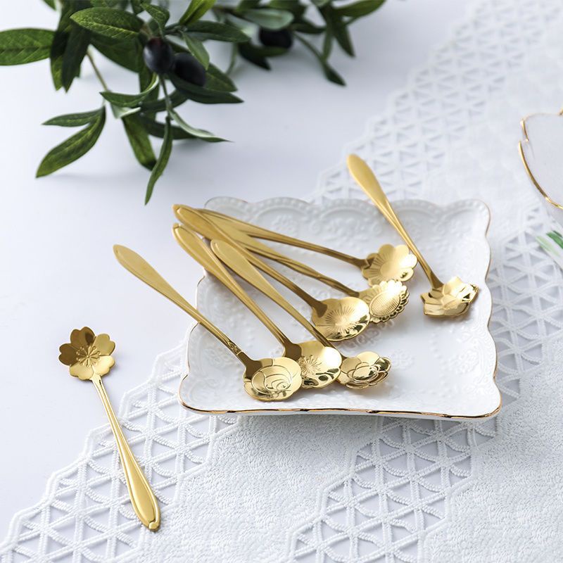 OS SENDOK TEH KOPI SET TEA SPOON COFFEE SPOON MEWAH ELEGANT SENDOK GOLD SENDOK DESSERT STAINLESS STEEL