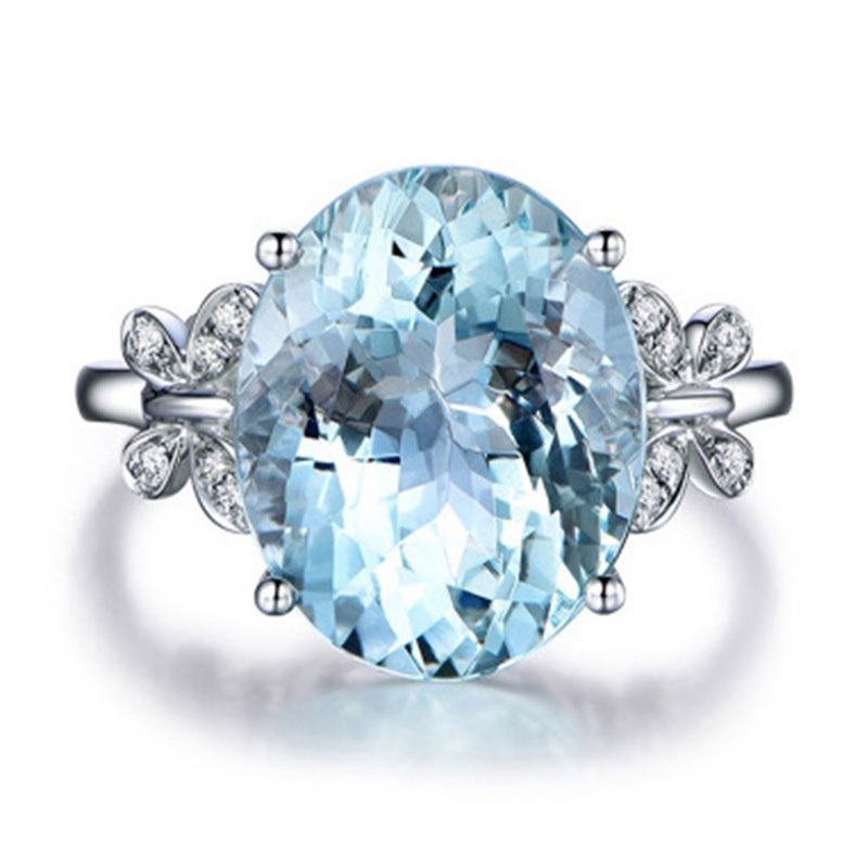 Cincin Desain Kupu-Kupu Topaz Aquamarine Bahan Stainless Steel Dengan Zircons