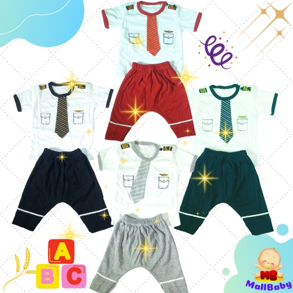 Baju Bayi Laki Laki 6-12 Bulan Setelan Bayi Laki Laki 1 Tahun Pilot