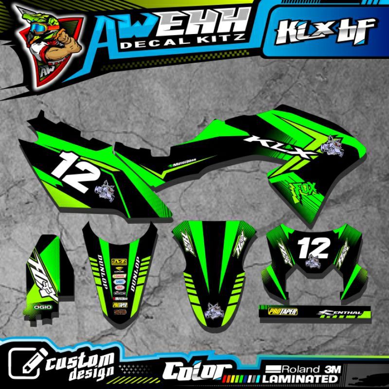DECAL KLX BF 150 KLX G KLX LAMA DTRACKER HIJAU HITAM SIMPLE