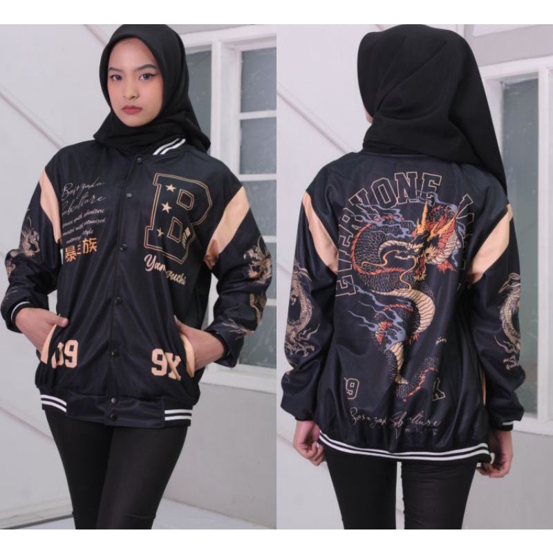 JACKET VARSITY BASEBALL MOTIP TERBARU PRIA WANITA SAIZE L&XL / BASEBALL HUSTLE / BASEBALL KAMIKAZE-BASE EVERYONE B 9X