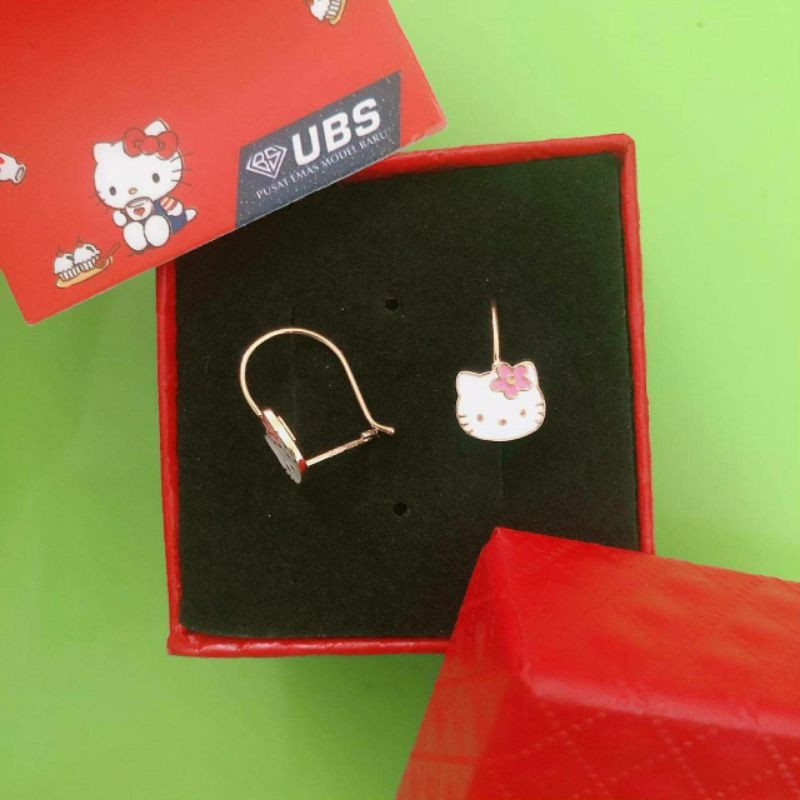 Anting anak daisy kepala hello kitty UBS kadar 375 Paten dan toge