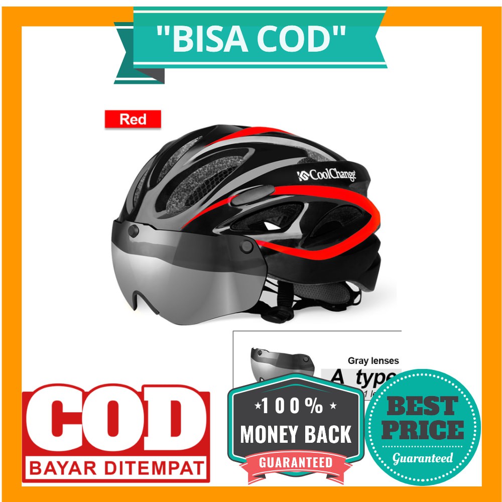 BISA COD CoolChange Helm Sepeda EPS Windproof Visor Lens - 19020 - Black